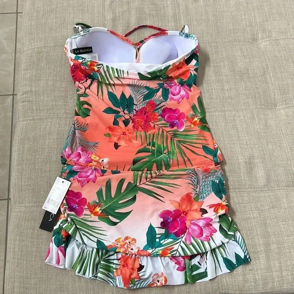 La Blanca Bird of Paradise Tankini and Ruffle Skirt  Size 12 - Picture 12 of 14